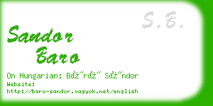 sandor baro business card